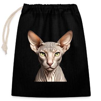 Sphynx-Katze - Verschließbarer Geschenkbeutel aus Baumwolle (25x30cm) - Schwarz - Vorne