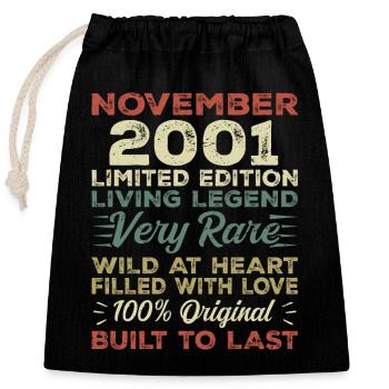 Legend Since November 2001 Vintage November 2001 - Closable cotton gift bag (25x30cm) - black - Front
