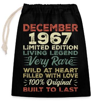 Dezember 1967 - Geburtstag Dezember 1967 Jahr - Verschließbarer Geschenkbeutel aus Baumwolle (25x30cm) - Schwarz - Vorne