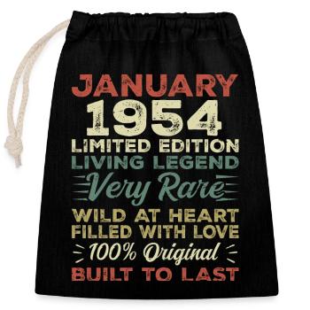 Januar 1954 Geburtstag - Januar 1954, January 1954 - Verschließbarer Geschenkbeutel aus Baumwolle (25x30cm) - Schwarz - Vorne