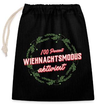 100 prozent wiehnachtsmodus aktiviert - Verschließbarer Geschenkbeutel aus Baumwolle (25x30cm) - Schwarz - Vorne
