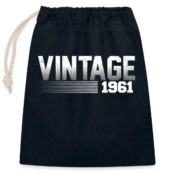Vintage 1961 Anniversaire Rétro 1961 - Sac cadeau en coton avec cordon (25 x 30 cm) - bleu marine - Devant