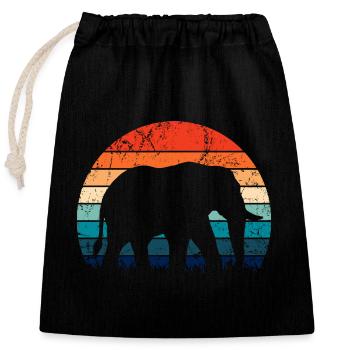 Elefant - Großwild, Stoßzahn, Elfenbein sunset - Verschließbarer Geschenkbeutel aus Baumwolle (25x30cm) - Schwarz - Vorne