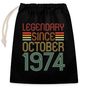 Legendär seit Oktober 1974, Retro, Geburtstag - Verschließbarer Geschenkbeutel aus Baumwolle (25x30cm) - Schwarz - Vorne
