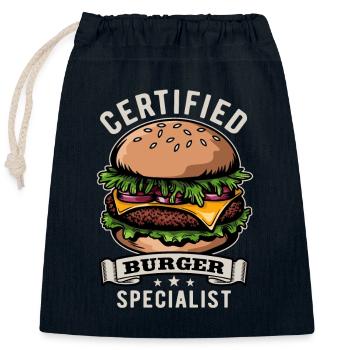 Certified Burger Specialist - Fast Food - lecker - Verschließbarer Geschenkbeutel aus Baumwolle (25x30cm) - Navy - Vorne