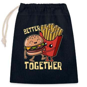 Burgers & Fries - Fast Food - Better Together - Closable cotton gift bag (25x30cm) - navy - Front