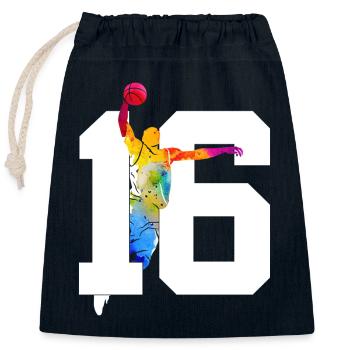 NUMBER 16 BASKETBALL 16TH BIRTHDAY - Closable cotton gift bag (25x30cm) - navy - Front
