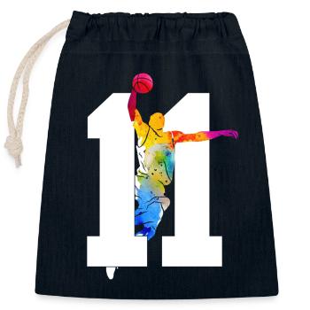 NUMBER 11 BASKETBALL 11TH BIRTHDAY - Closable cotton gift bag (25x30cm) - navy - Front