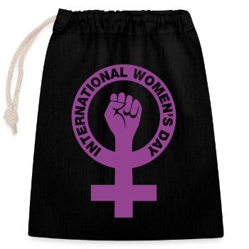 International Women's Day - Gift - Closable cotton gift bag (25x30cm) - black - Front