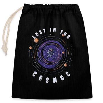 Lost in the Cosmos - Astronaut - Weltall - Verschließbarer Geschenkbeutel aus Baumwolle (25x30cm) - Schwarz - Vorne