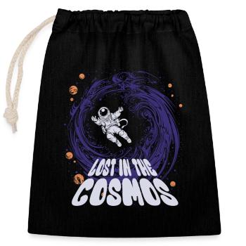 Lost in the Cosmos - Astronaut - Weltall - Verschließbarer Geschenkbeutel aus Baumwolle (25x30cm) - Schwarz - Vorne