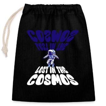 Lost in the Cosmos - Astronaut - Weltall - Verschließbarer Geschenkbeutel aus Baumwolle (25x30cm) - Schwarz - Vorne