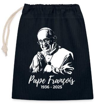 Pope Francis folds his hands and prays - Closable cotton gift bag (25x30cm) - navy - Front