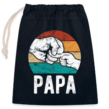 Papa und Kind, Faust an Faust - Team - Familie - Verschließbarer Geschenkbeutel aus Baumwolle (25x30cm) - Navy - Vorne