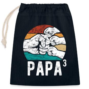 Dad of three children - Team - Family - Closable cotton gift bag (25x30cm) - navy - Front