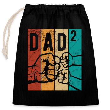 Dad 2 - Papa von zwei Kindern - Team - Familie - Verschließbarer Geschenkbeutel aus Baumwolle (25x30cm) - Schwarz - Vorne