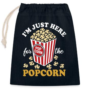 I'm just here for the Popcorn - knusprig & lecker - Verschließbarer Geschenkbeutel aus Baumwolle (25x30cm) - Navy - Vorne