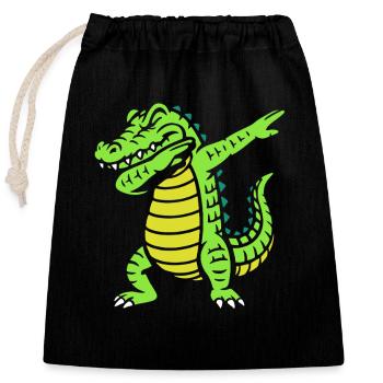 Alligator dabbing - Krokodil - Geschenk - Verschließbarer Geschenkbeutel aus Baumwolle (25x30cm) - Schwarz - Vorne