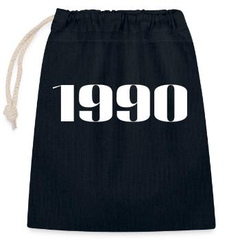 1990 - Gift born in 1990 - Closable cotton gift bag (25x30cm) - navy - Front