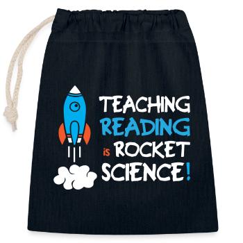 Teaching Reading Is Rocket Science - Verschließbarer Geschenkbeutel aus Baumwolle (25x30cm) - Navy - Vorne