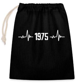 1975 - Jahrgang 1975 - vintage 1975 - Verschließbarer Geschenkbeutel aus Baumwolle (25x30cm) - Schwarz - Vorne