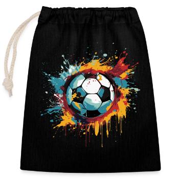 Football - Sac cadeau en coton avec cordon (25 x 30 cm) - noir - Devant