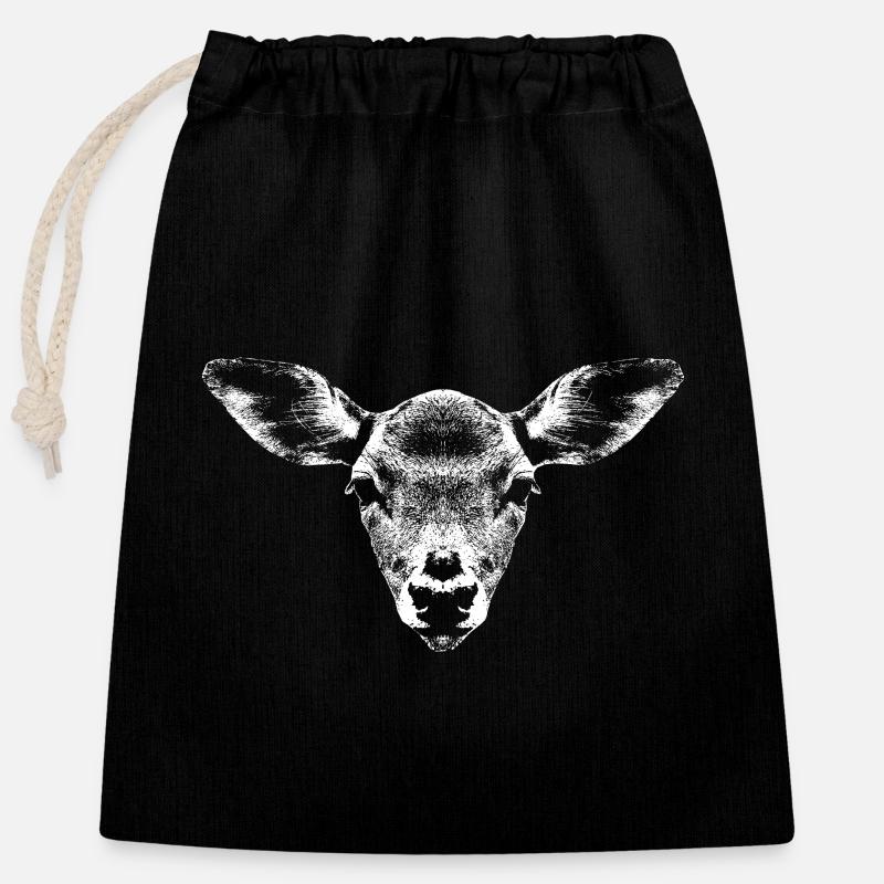 Deer portrait light - Closable cotton gift bag (25x30cm) - black