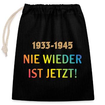 1933-1945 – Nie Wieder Ist Jetzt! (Rainbow) - Verschließbarer Geschenkbeutel aus Baumwolle (25x30cm) - Schwarz - Vorne