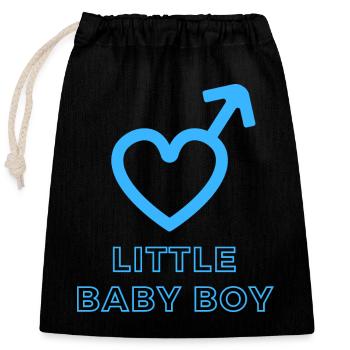 Baby Announcement Pregnancy - Boy - Surprise - Closable cotton gift bag (25x30cm) - black - Front