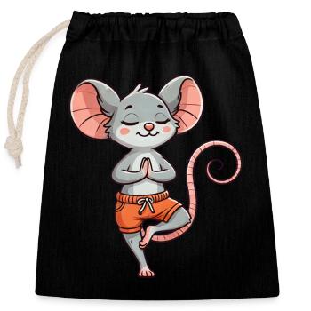 Yoga Mouse Meditation Relaxation Relax Exercise - Closable cotton gift bag (25x30cm) - black - Front