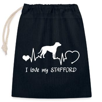 American Staffordshire Terrier mit Herzschlag - Verschließbarer Geschenkbeutel aus Baumwolle (25x30cm) - Navy - Vorne