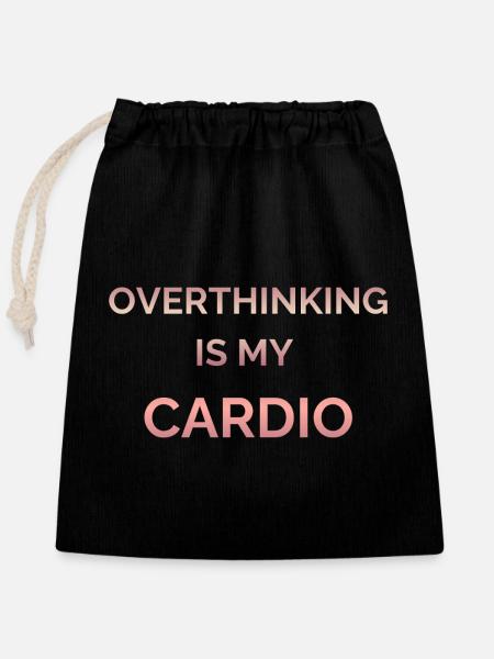 Overthinking Is My Cardio Gradient Text - Closable cotton gift bag (25x30cm) - black