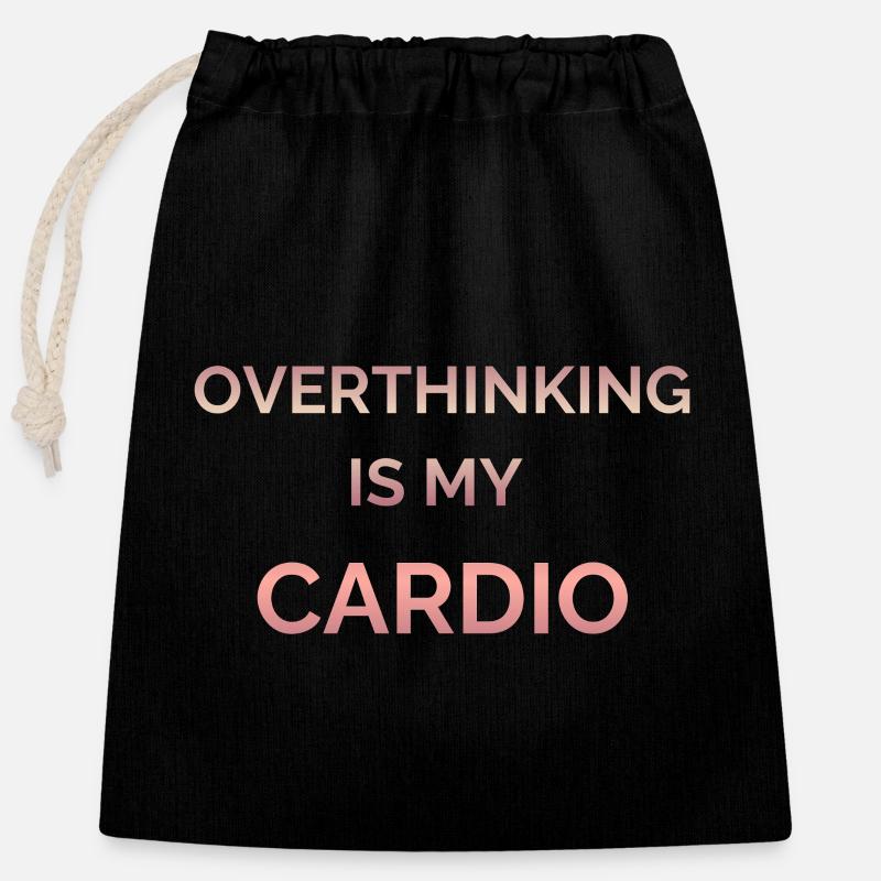 Overthinking Is My Cardio Gradient Text - Closable cotton gift bag (25x30cm) - black