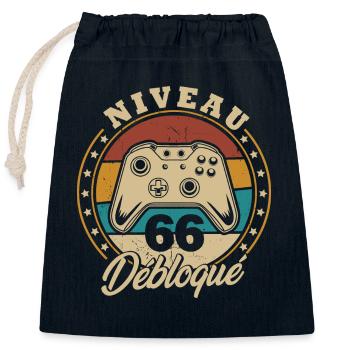 Niveau 66 débloque - Sac cadeau en coton avec cordon (25 x 30 cm) - bleu marine - Devant