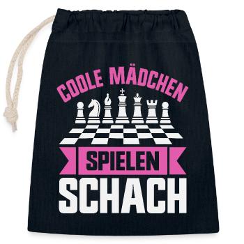 Schachspieler Coole Mädchen spielen Schach - Verschließbarer Geschenkbeutel aus Baumwolle (25x30cm) - Navy - Vorne