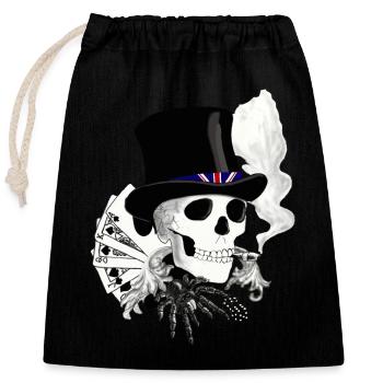 crâne Angleterre - Sac cadeau en coton avec cordon (25 x 30 cm) - noir - Devant