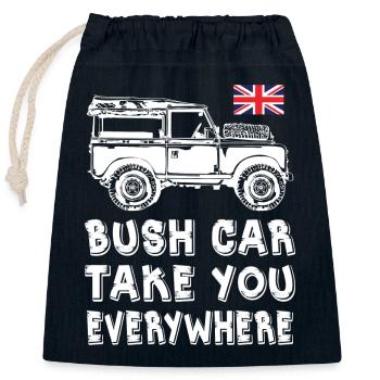 La voiture de brousse vous emmène partout - Sac cadeau en coton avec cordon (25 x 30 cm) - bleu marine - Devant