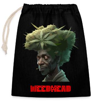 Weed head - Closable cotton gift bag (25x30cm) - black - Front