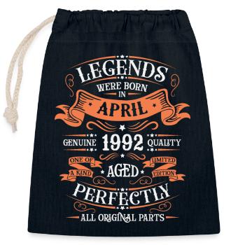 Born April 1992 - Closable cotton gift bag (25x30cm) - navy - Front