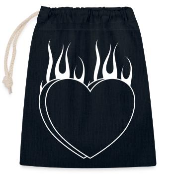 Burning heart - Closable cotton gift bag (25x30cm) - navy - Front
