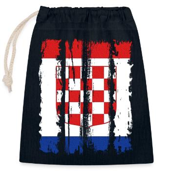 Croatian national flag emblem Croatia Hrvatska hrv - Closable cotton gift bag (25x30cm) - navy - Front