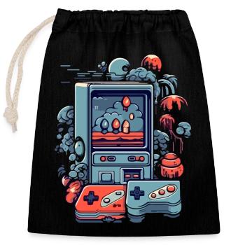 Vintage-Videospiel - Verschließbarer Geschenkbeutel aus Baumwolle (25x30cm) - Schwarz - Vorne
