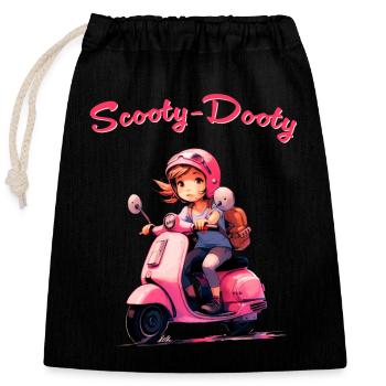 Scooter Mädchen - Verschließbarer Geschenkbeutel aus Baumwolle (25x30cm) - Schwarz - Vorne