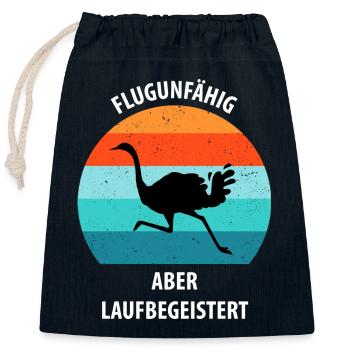 Strauß Ostrich Vogel Strauß Ornithologie - Verschließbarer Geschenkbeutel aus Baumwolle (25x30cm) - Navy - Vorne