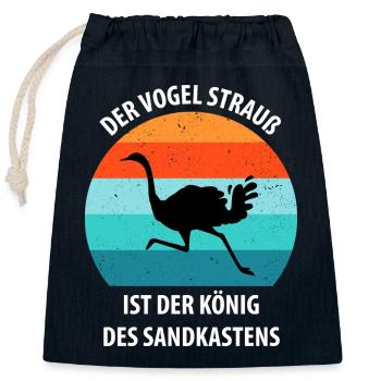 Strauß Ostrich Vogel Strauß Ornithologie - Verschließbarer Geschenkbeutel aus Baumwolle (25x30cm) - Navy - Vorne