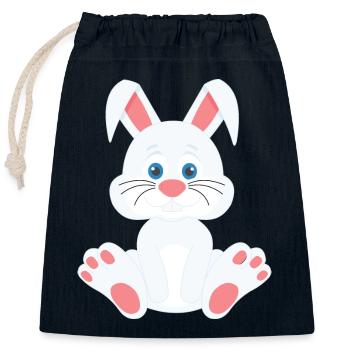 Lapin mignon - Sac cadeau en coton avec cordon (25 x 30 cm) - bleu marine - Devant