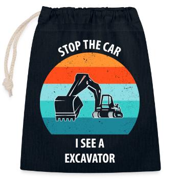 Excavatrice Excavatrice Conducteur Excavatrice Camion - Sac cadeau en coton avec cordon (25 x 30 cm) - bleu marine - Devant