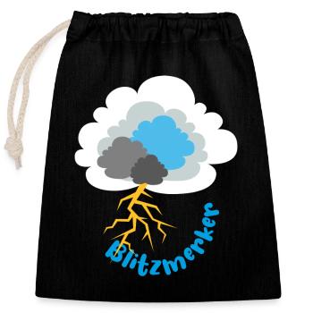 Blitz Gewitter Wolke Sturm Meteorologie - Verschließbarer Geschenkbeutel aus Baumwolle (25x30cm) - Schwarz - Vorne