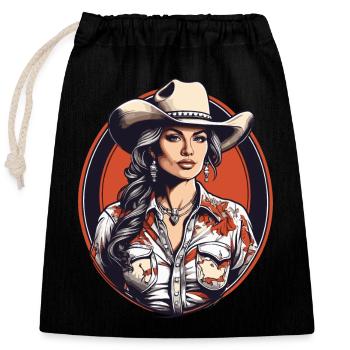 Western Girl - Verschließbarer Geschenkbeutel aus Baumwolle (25x30cm) - Schwarz - Vorne