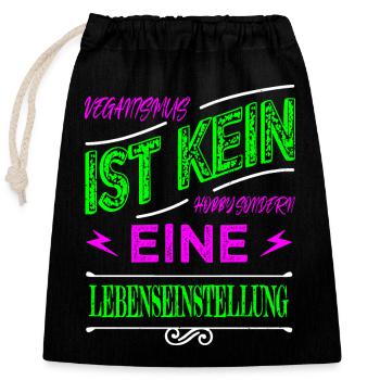 geburtstagsgeschenkidee bday veganer gesundheit - Verschließbarer Geschenkbeutel aus Baumwolle (25x30cm) - Schwarz - Vorne